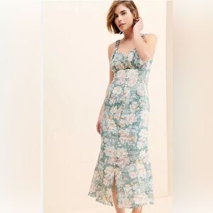 We Are Kindred Isobel Floral Linen MIDI Dress Size 6